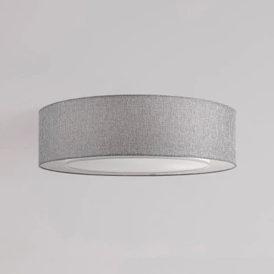 Immagine di Basic Lampada da Soffitto, Plafoniera, Montatura in metallo, Paralume PVC Rivestito tessuto grigio, Design moderno, per 4 lampadine 60 W E27 220V non incl