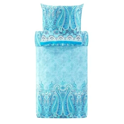 Immagine di Bassetti MERGELLINA 9327404 Biancheria da letto + 1 federa in raso di cotone al 100% colore blu oceano B1, dimensioni: 155 x 220 cm