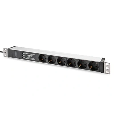 Immagine di Digitus DN 95432 19 pollici Multipresa per armadio rack 1 U Presa schuko Adatto profondità armadio: da 300 mm Alluminio, Alluminio (anodizzato), Nero, Nero