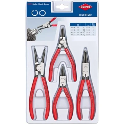 Immagine di Knipex 00 20 03 V02 Kit pinze per Anelli di sicurezza Adatto (Pinze anelli) esterni ed interni 19 60 mm, 12 25 mm 10 Forma della
