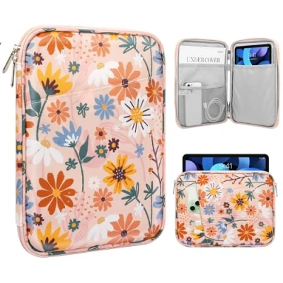 Immagine di TiMOVO 9 11&quot; Custodia per Tablet iPad 10 Gen. 10.9&quot;, 9/8/7 10.2&quot;, Air 11/Air 5/4 Galaxy Tab A9+/A9 Plus 11&quot;, Borsa Protettiva con Tasca, Fiore Giallo