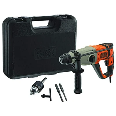 Immagine di BLACK+DECKER MARTELLO TASSELLATORE/SCALPELLATORE SDS+ 800W, 2.2J EPTA, 0 5500 colpi/min. In dotazione: Extra mandrino 13mm, 2 punte per muratura, Asta di profondità, Valigetta BEHS02K QS