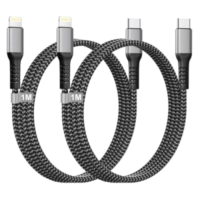 Immagine di Cavo USB C Lightning 1M 2Pack[Certificato MFi], iPhone Ricarica Caricatore Nylon Cavetto Filo per 14 Pro Max 13 12 11 XS XR 8