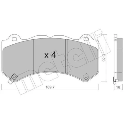 Immagine di METELLI 22 1182 0 Kit pastiglie freno con segnalatore acustico usura JEEP: GRAND CHEROKEE 4, 3