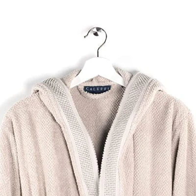 Immagine di Caleffi Uomo Accappatoio con Cappuccio, Crema, M XXL