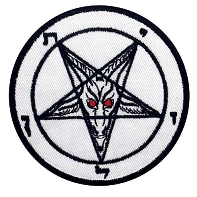Immagine di Toppa ricamata da applicare con ferro stiro o cucitura, tema: Pentagram Capre Testa Baphomet Morte Sesso satanico