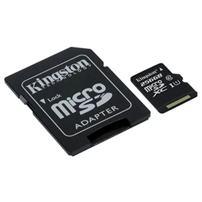 Immagine di Kingston SDCS/256GB Canvas Select MicroSD, Velocità UHS I di Classe 10, fino a 80 MB/s in Lettura, con Adattatore SD