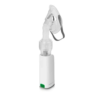 Immagine di medisana in 535 inalatore portatile per movimento, nebulizzatore a compressore con boccaglio e maschera adulti bambini, raffreddori o asma batteria ricaricabile via Micro USB