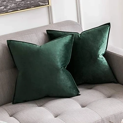 Immagine di MIULEE Confezione da 2 Natale Fodere Borde Avvolte Morbide in Velluto Decorative Federe Copricuscini per Divano Soggiorno Camera Letto 45 X cm Army Green