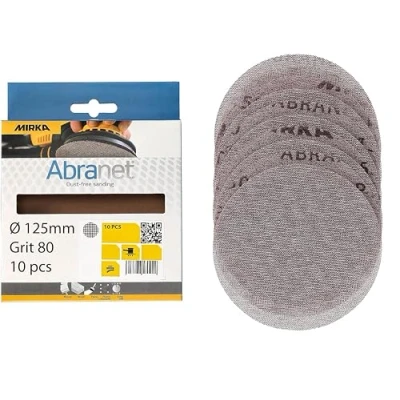 Immagine di Mirka Abranet rete dischi abrasivi Ø 125 mm a strappo / grana P80 10 pz per levigare legno, stucco, vernice, plastica AE232F1080