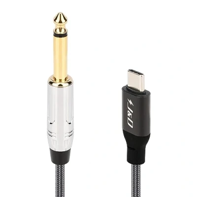 Immagine di J&amp;D Cavo Audio per Chitarra da USB Tipo C a 6,35 mm 1/4 di Pollice TS Microfono Registrazione Audio, Basso, Pianoforte Elettronico, Compatibile con iPhone 15/15 Plus/15 Pro/15 Pro Max, 1m