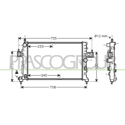 Immagine di PRASCO OP032R002 Radiatore motore Alluminio 600 341 23 Alette di raffreddamento montate meccanicamente OPEL: Corsa C Hatchback