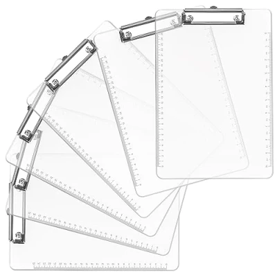 Immagine di Belle Vous Set 6 Cartelline Trasparenti Cartellina Porta Documenti A4 Rigida con Pinza Cartella Portadocumenti da Scrivania Cancelleria Accessori Ufficio Portablocco 22,5 x 32,3 cm