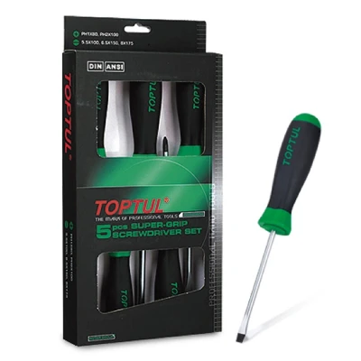 Immagine di TOPTUL GAAE0504 Kit cacciavite 5 Plastica Intaglio, Intaglio a croce (PH) 5.5, 6.5, 8.0, PH1, PH2 Display (cartone)