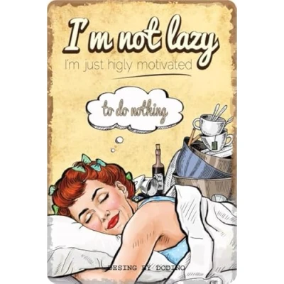 Immagine di DODINO Targa in metallo, 20 x 30 cm, stile retrò, scritta &quot;I AM not LAZY divertente, idea regalo per compleanno, Natale, decorazione vintage