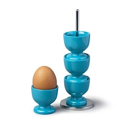 Immagine di Zeal G277A Stack And Store Portauova, Set di 4 con Contenitore Cromato e Supporto per Il Trasporto, Melammina, Acqua