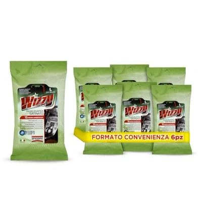 Immagine di AREXONS WIZZY Pulisci Plastica Satinato, 15 Salviettine Umidificate e Profumate per Superfici Interne in Plastica, Usa Getta, Panni Imbibiti Rimuovi Sporco, 6 Pezzi