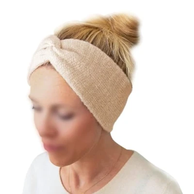 Immagine di Papierdrachen elegante fascia per capelli da donna beige, elastica, dimensione 24 x 10 cm, piatta, accessorio e confortevole ogni occasione