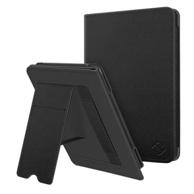 Immagine di FINTIE Custodia per 6,8&quot; Kindle Paperwhite di 11ª generazione (modello 2021) Protettiva Verticale Supporto Cover, con Slot schede e Cinturino, Funzione Auto Sveglia/Sonno, (Nero)