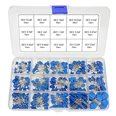 Immagine di Kit di assortimento condensatori per dischi ceramici ad alta tensione ARCELI 300pcs 15Values (1KV 2KV e 3KV) (gamma condensatori: 0,1nF 22nF)