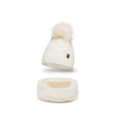 Immagine di Vivisence 7014 Beanie AND LOOP Scarf SET Scaldacollo, Donna, Taglia: One Size, Ecru