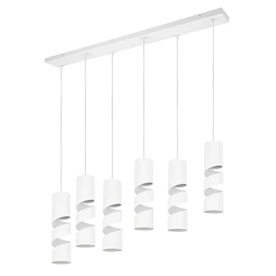 Immagine di Trio Lighting Lampada A sospensione Stream, bianca Lunghezza 100 cm 6 luci in metallo GU10