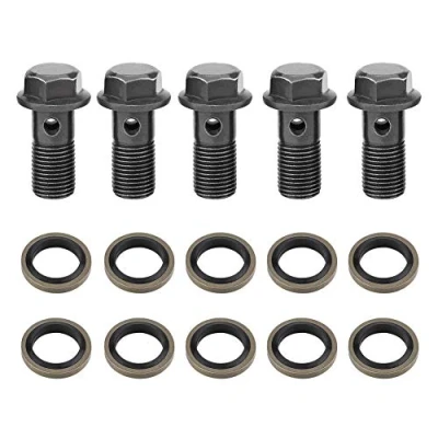 Immagine di Caliper Bolts Bullone Forato M10 Pinza Freno Minimoto Banjo 5Pcs Bulloneria E Rondelle Per Cilindro Maestro X1.25 / * 1.0Mm