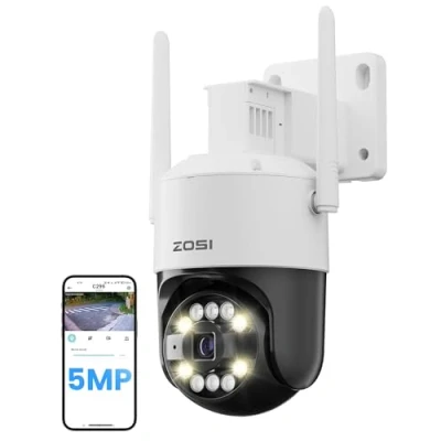Immagine di ZOSI 3K Telecamera Wi Fi Esterno con vista a 360,Wi 6 Videocamera Sorveglianza Visione Notturna Colori, IP66, Tracciamento Intelligente, Audio Bidirezionale, 2.4Ghz,C296