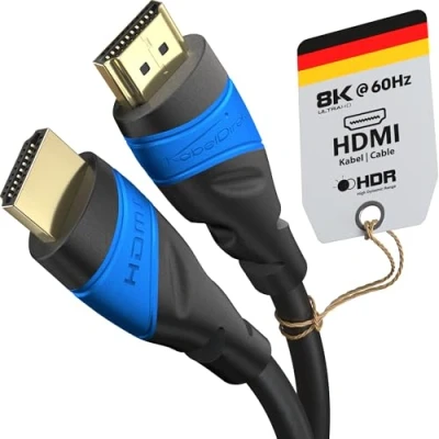 Immagine di KabelDirekt Cavo HDMI 4K &amp; 8K 1 m Disponibile in 0,15 22,5 Per tutti i dispositivi (4K@120Hz 8K@60Hz, 2.0, High Speed con Ethernet, TV, Blu ray, PS5/XBS/Switch, nero)