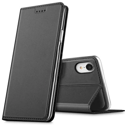 Immagine di Verco iPhone XR Cover, Custodia a Libro Pelle PU per Apple Case Booklet Protettiva [magnetica integrata], Nero