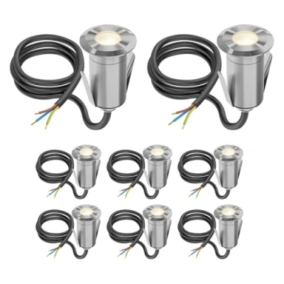 Immagine di ledscom.de Lampada da incasso a pavimento GLOX 8 LED per esterni, IP67, alluminio, rotonda, Ø 33 mm, bianco caldo, opaca