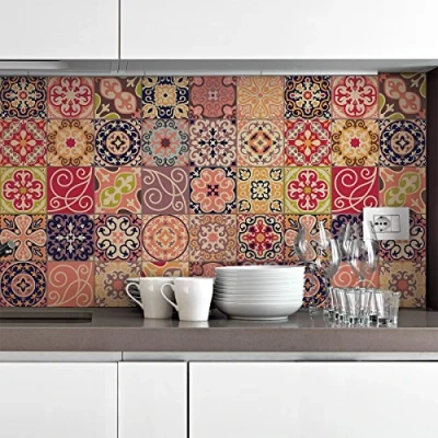 Immagine di Ambiance Sticker Rivestimenti Autoadesivi per Cucina e Bagno La Valette 9 Piastrelle Adesive 10 x cm