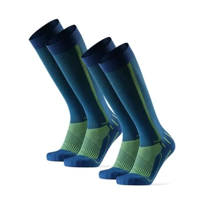 Immagine di DANISH ENDURANCE Calze sportive a compressione, 21 26 mmHg, per uomo e donna, 2 x Nero Tinta Unita, 39 42