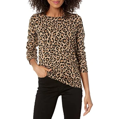 Immagine di Amazon Essentials Maglione Girocollo Leggero A Maniche Lunghe (Taglie Forti Disponibili) Donna, Cammello Maculata, XXL