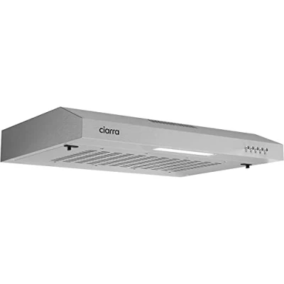 Immagine di CIARRA CBCS6903 Cappa Aspirante 60 cm Sottopensile da Cucina con Pannello Argento LED Montaggio a Parete Ventola Estrattore (Argento) inclusa carbone CBCF001