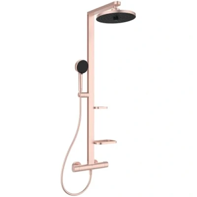 Immagine di Ideal Standard Alu+, Colonna doccia termostatica in alluminio, Miscelatore termostatico esterno a doppia uscita, Rosé