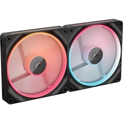 Immagine di CORSAIR iCUE LINK LX140 R RGB 140mm Ventole PWM Invertite Kit Doppia Ventola Basso Rumore, Cuscinetto Magnetico a Cupola, Doppio Anello Luminoso, Viti QuikTurn™, Modalità Zero RPM Nero