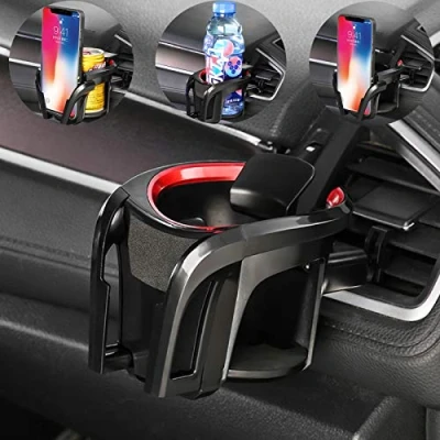 Immagine di IRYNA Portabicchieri auto,2 in 1 Supporto cellulare per auto universale porta bevande regolabile telefono macchina bocchette ventilazione auto,Portabottiglie bibite,acqua e caffè
