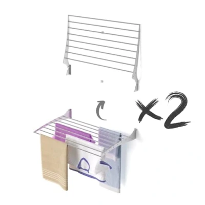 Immagine di foxydry Fold, Stendino da parete, stendibiancheria muro richiudibile balcone interno o esterno in Alluminio e Acciaio (2x 80 cm)