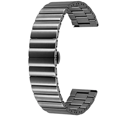 Immagine di Cinturino per orologio a strisce orizzontali Kai Tian 20mm 22mm in metallo acciaio inossidabile sgancio rapido argento nero grigio donna uomo