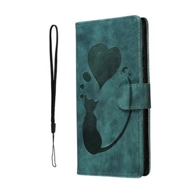 Immagine di Nodigo EU Compatibile per Samsung Galaxy A53 5G Cover Gatto a Libro Book Pelle PU Portafoglio Magnetica con Disegni Motivo Antiurto Case Flip Protettiva Custodia Verde B