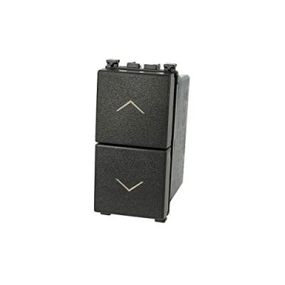 Immagine di Pulsante Doppio Tasto Saliscendi 1P+1P 16A Nero Compatibile con Vimar Arke