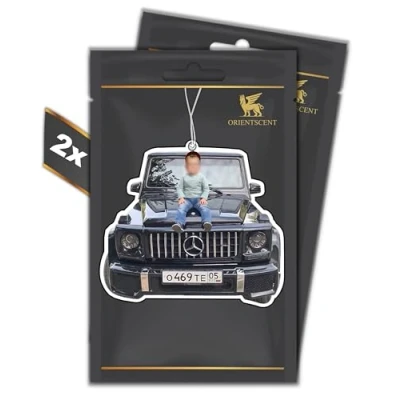 Immagine di Set di 2 deodoranti a forma albero profumato deodorante automatico per auto divertente tuning Car Air Freshener ciondolo (ENGLISH PEAR &amp; FREESIA, pezzi)