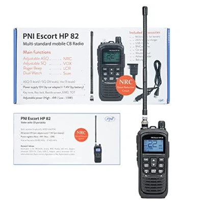 Immagine di Stazione radio CB portatile PNI Escort HP 82, multi standard, 4W, 12V, AM FM, NRC, Dual Watch, Roger Beep, regolabile ASQ SQ, VOX