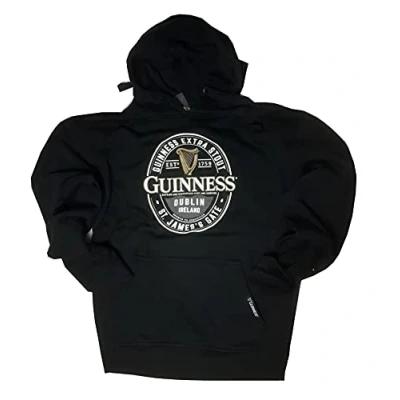Immagine di Guinness Label St. James Gate Manica Lunga Uomo Felpa con Cappuccio Nero Medium