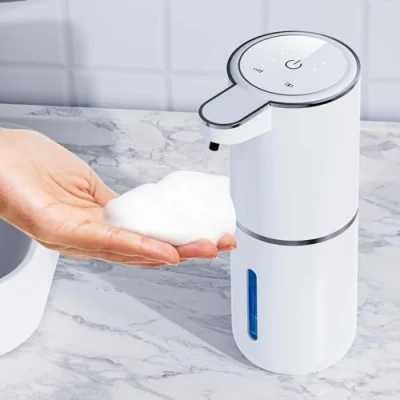 Immagine di Dispenser Sapone Bagno Automatico,Dispenser Cucina Elettrico Parete Schiuma,4 Livelli Regolabili Ricaricabile via USB per