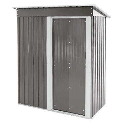 Immagine di ML Design Capannone per Attrezzi da Giardino in Acciaio 150 x 184 76 cm con Porta Scorrevole e Pavimento Grigio Chiaro Magazzino Casetta Utensili Ripostiglio Deposito Capanno Box Esterno