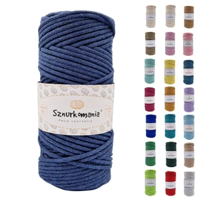 Immagine di cordoncino di cotone 3 mm 100 m, 46 colori, in intrecciato mm, corda macramè, filato alta qualità, macramè (jeans)