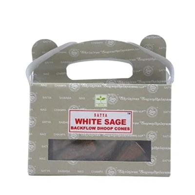Immagine di Scatola di 24 coni incenso Backflow Salvia Bianco Satya Sai Baba