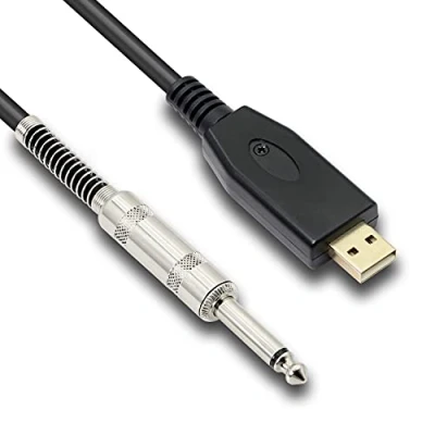 Immagine di MEIRIYFA cavo USB per chitarra a 6,35 mm TS maschio mono elettrica, convertitore adattatore computer, strumenti di registrazione canto 3 m
